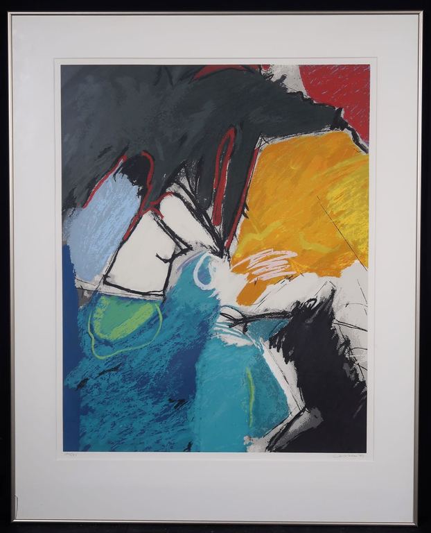 Henk van Vessem: Zeefdruk, Zonder titel VI - Ingelijst verkocht voor € 50!