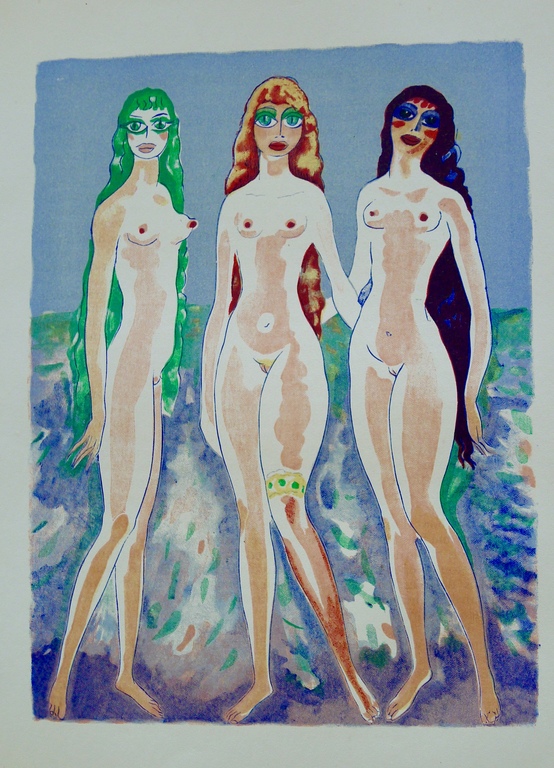 Kees van Dongen,Houtgravure ,'Les Femmes colombes', 1955, 1001 nacht kopen? Bied vanaf 35!