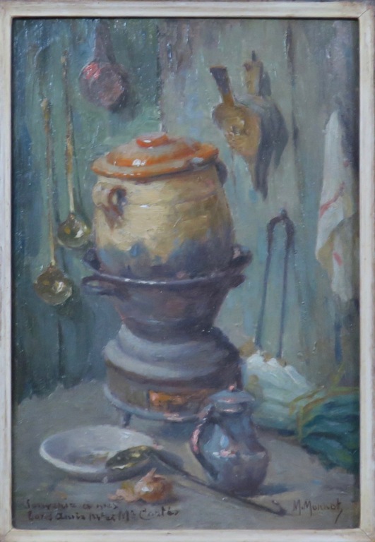 Maurice Louis Monnot: Olieverf op paneel, Les ustensiles de cuisine - Ingelijst kopen? Bied vanaf 70!