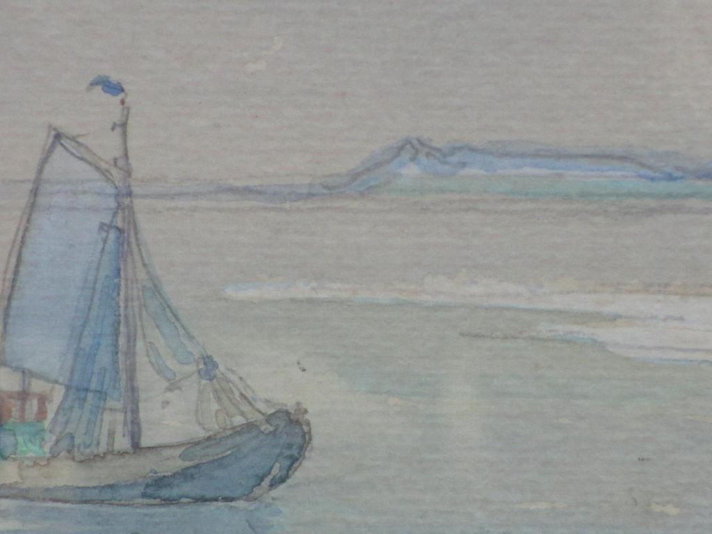 Wim Vaarzon Morel sr., Vissersschip voor de Zeeuwse kust, Aquarel  kopen? Bied vanaf 70!