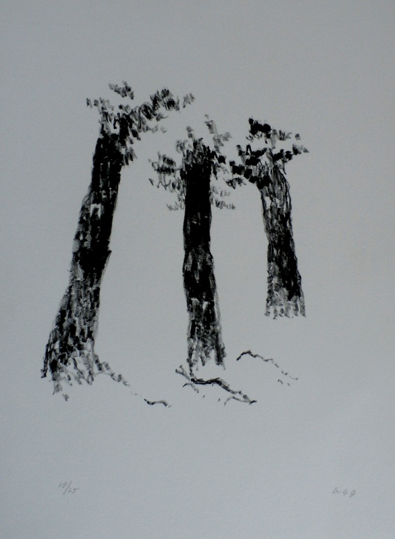 Armando - litho: confrontaties tussen potlood en papier (bomen) verkocht voor € 225!