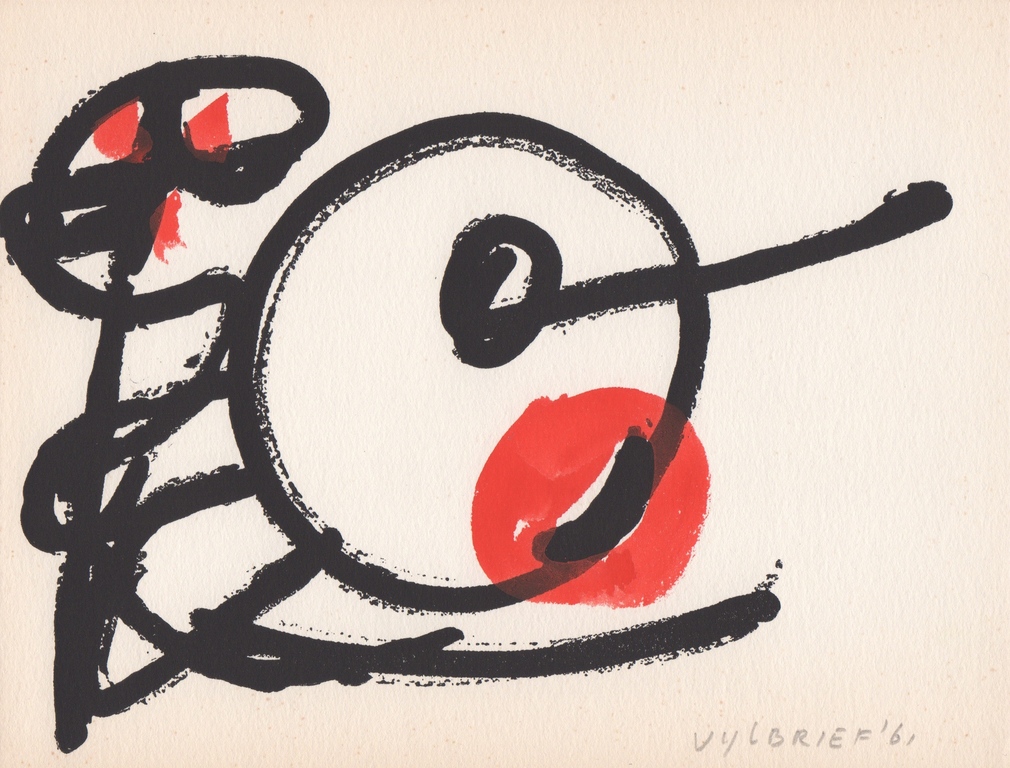 Ernst Vijlbrief, gemengde techniek, 1961, 'Spel en Nederlaag' verkocht voor € 55!