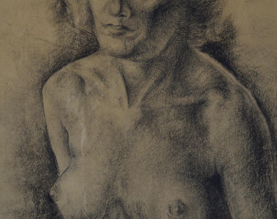 Herman Jansen (1911- ? ) zittend naakt met gesloten ogen 40 x 48, krijt - 1946 kopen? Bied vanaf 20!
