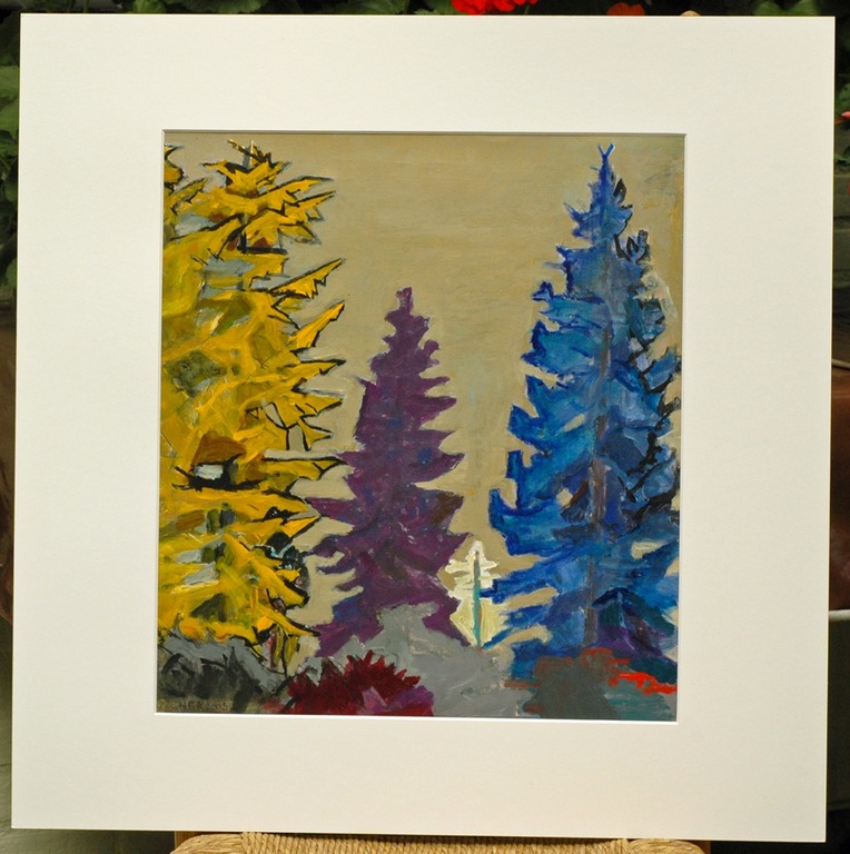 Hans Ebeling Koning, acrylverf op papier, Naaldbomen kopen? Bied vanaf 50!