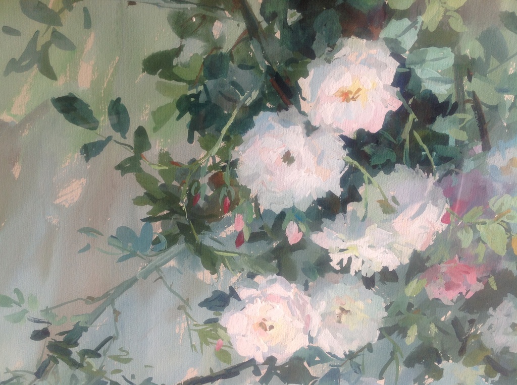 Jianjian Yang, bloemstilleven schilderij op papier verkocht voor € 80!