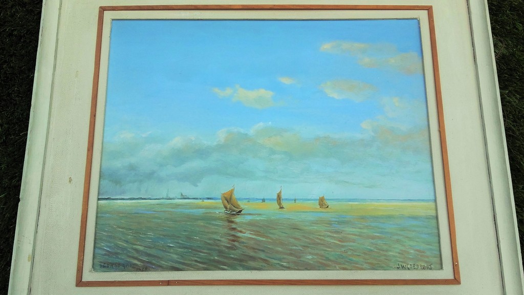 J.W. Goedhart - Veerse Gat 1956 - Olieverf op Board kopen? Bied vanaf 1!