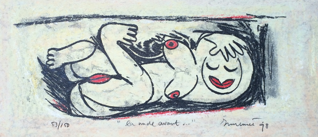 Hans Innemée, zeefdruk , titel " La nude avant " verkocht voor € 35!