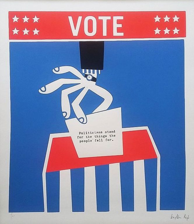 Hayden Kays - Tweeluik - Vote (blue&red edition) - handgesigneerde zeefdruk kopen? Bied vanaf 145!