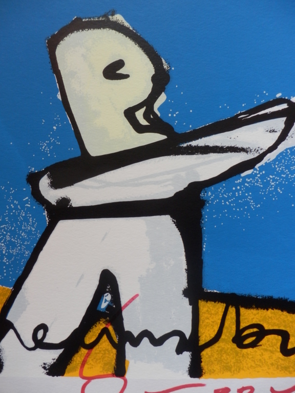 HERMAN BROOD, Gelimieerde en HANDGESIGNEERDE Zeefdruk  GOLFER kopen? Bied vanaf 185!