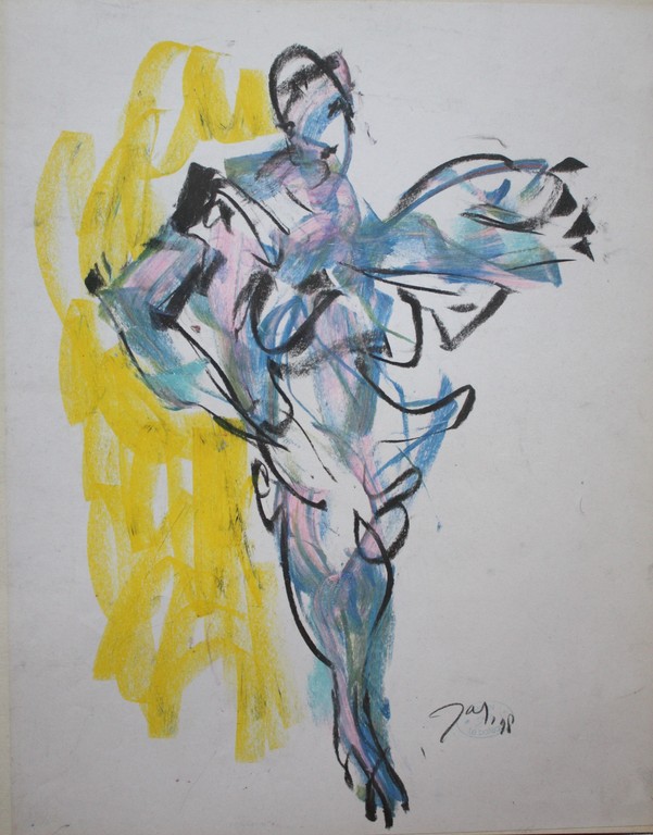 Geen, 56x45, Jas krijt op papier, 1998 verkocht voor € 60!