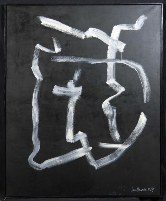 Jan van Holthe: Olieverf op doek, Peinture sur fond noir - Ingelijst verkocht voor € 110!