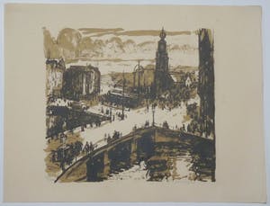 Wilhelm Wagner - Wilhelm Wagner: Lithografie. Amsterdams stadsgezicht, 1921, Oplage 100 ex. kopen? Bied vanaf 30!