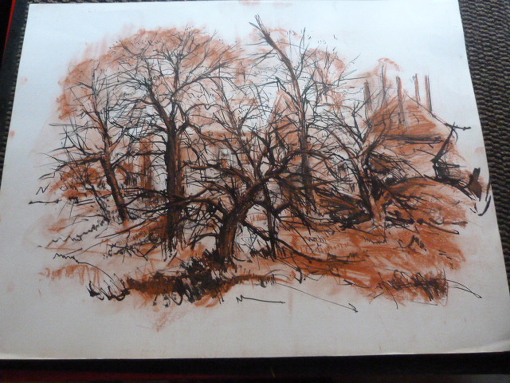 Jobst Heinrich Frese ( 1914 - 1986 ) - aquarel - bomen/huisjes. kopen? Bied vanaf 1!