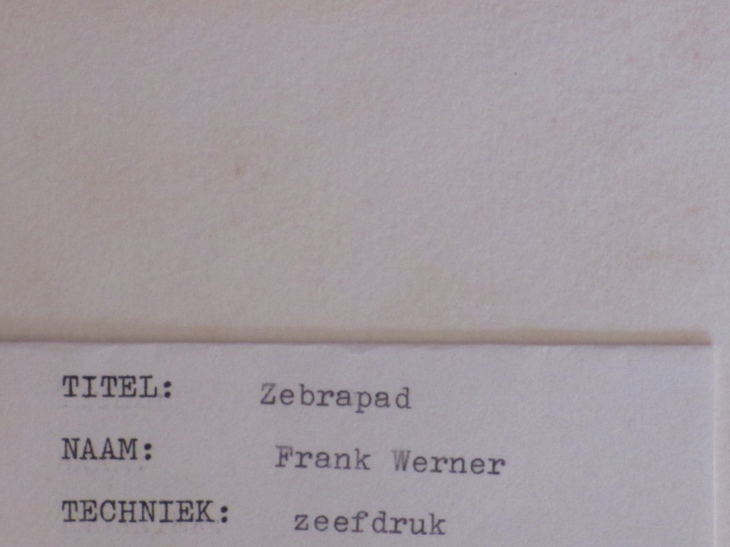 Frank Werner, Zebrapad, Zeefdruk kopen? Bied vanaf 1!