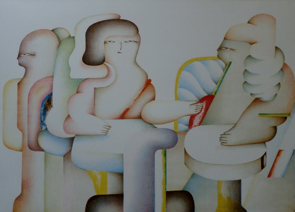 Jorg Remé - grote litho: 3 figuren. - 1979 kopen? Bied vanaf 55!