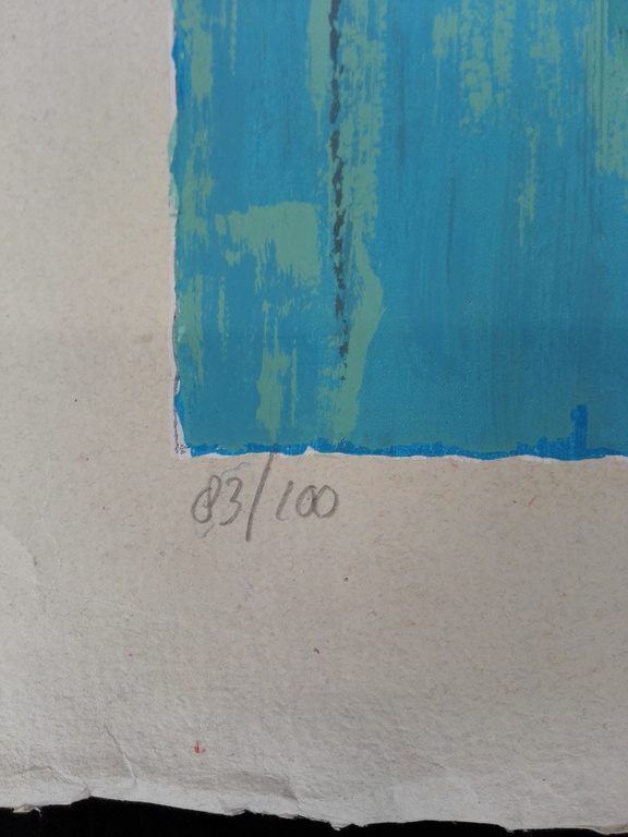 Theo Onnes, zeefdruk op handgeschept papier, Titel: Eva kopen? Bied vanaf 75!