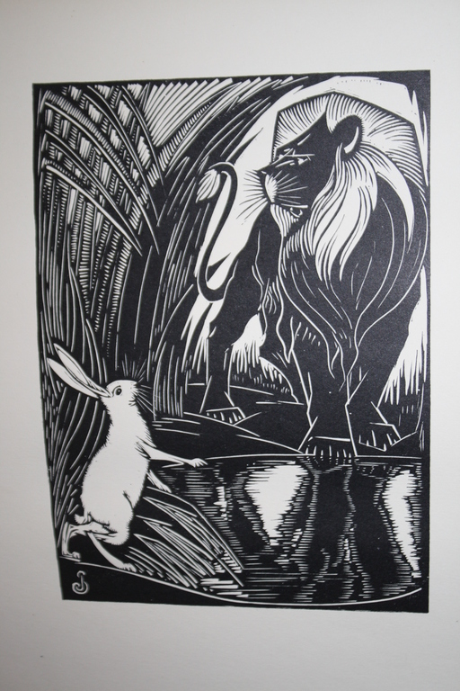 JAN SCHONK - ART DECO HOUTSNEDE 1926 - LEEUW EN HAAS verkocht voor € 35!