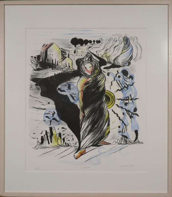 Nour Edinne Jarram: Litho, La Revolte - Ingelijst kopen? Bied vanaf 1!