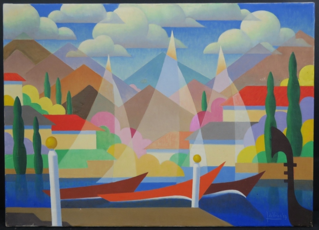 Jan Ph. A. de Vries: Olieverf op doek, Zeilboten kopen? Bied vanaf 50!