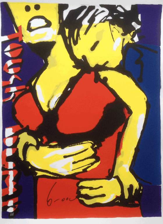 HERMAN BROOD, grote gelimiteerde en handgesigneerde zeefdruk 'Tough Bump' verkocht voor € 195!