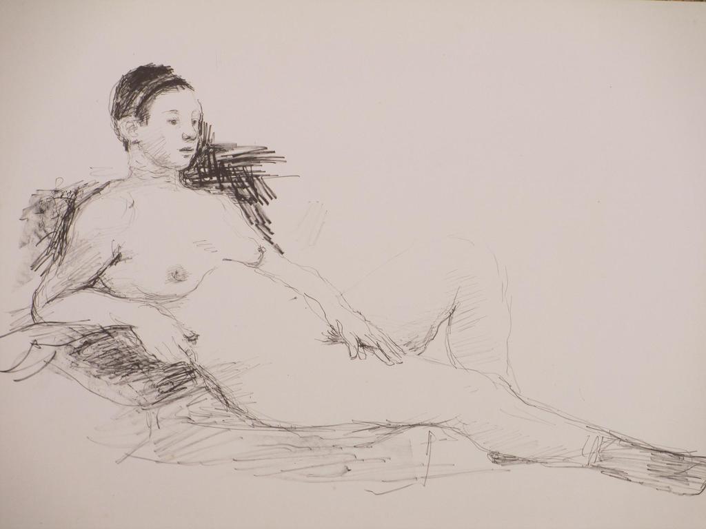 Aat Veldhoen, Naakt op kussens, Rotaprint verkocht voor € 50!