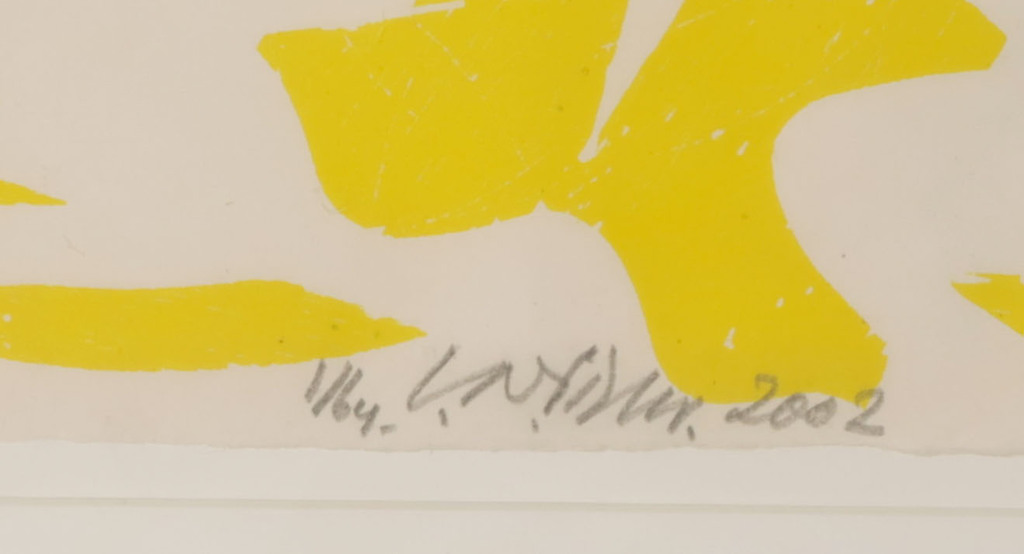 Carel Visser: Houtsnede op Japans papier, Z.T. (geel) - Ingelijst kopen? Bied vanaf 100!