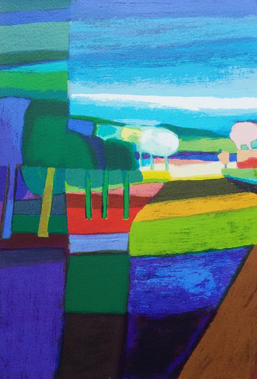 Ton Schulten - Landschap, zeefdruk (in passe-partout) verkocht voor € 120!