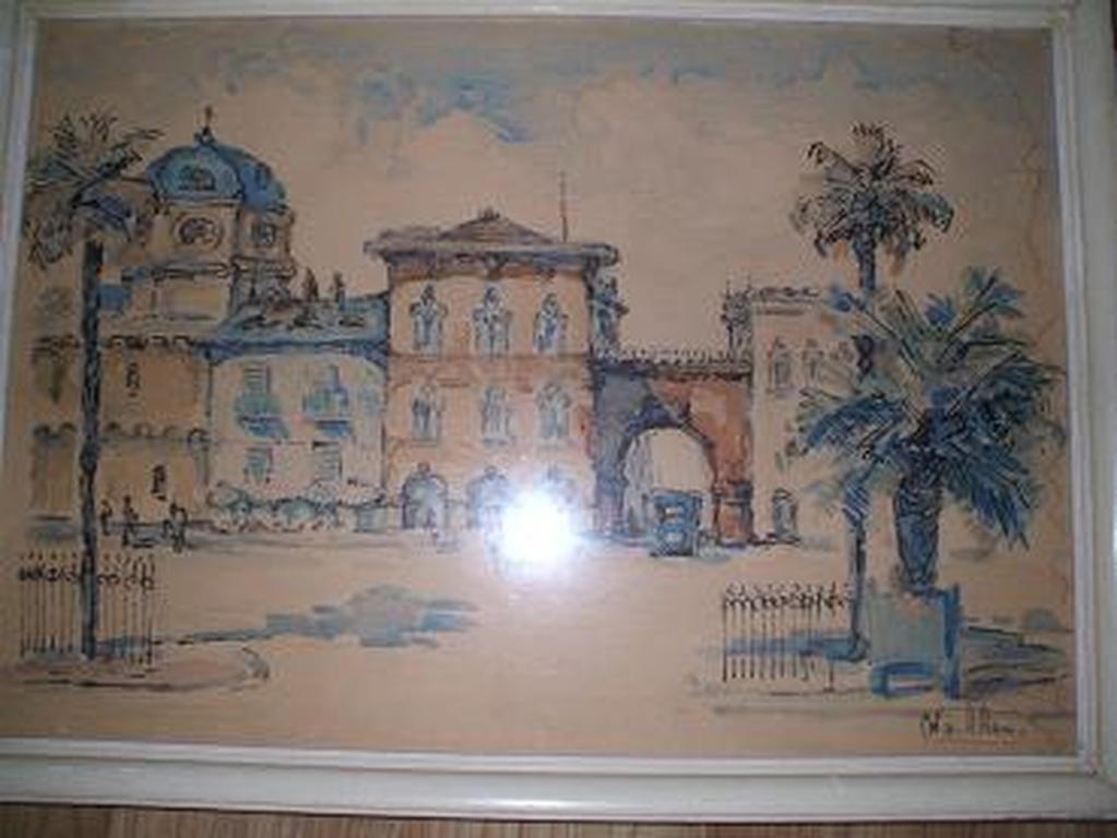 Wim van Aken Aquarel Stadsgezicht verkocht voor € 35!