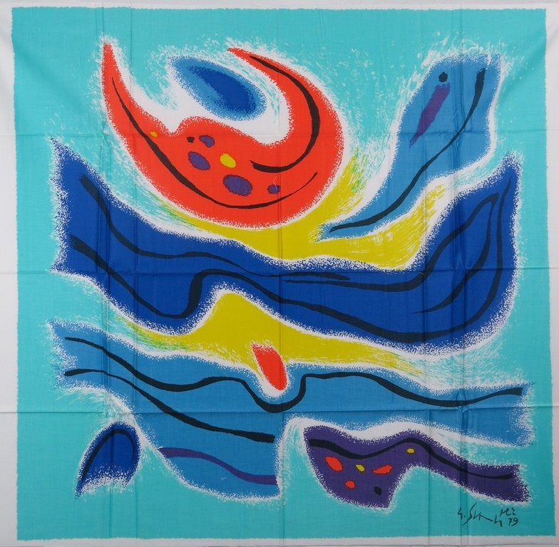 Gustave Singier: Zeefdruk op zijde, Egéenne (Bevaarbare ruimte)  verkocht voor € 40!