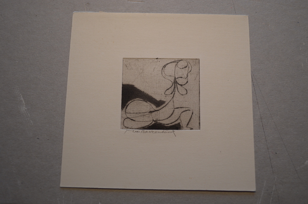 Theo Beerendonk ( 1905-1979) ets, naakt, 1970, 5 x 5 ( 12x12 )  kopen? Bied vanaf 20!