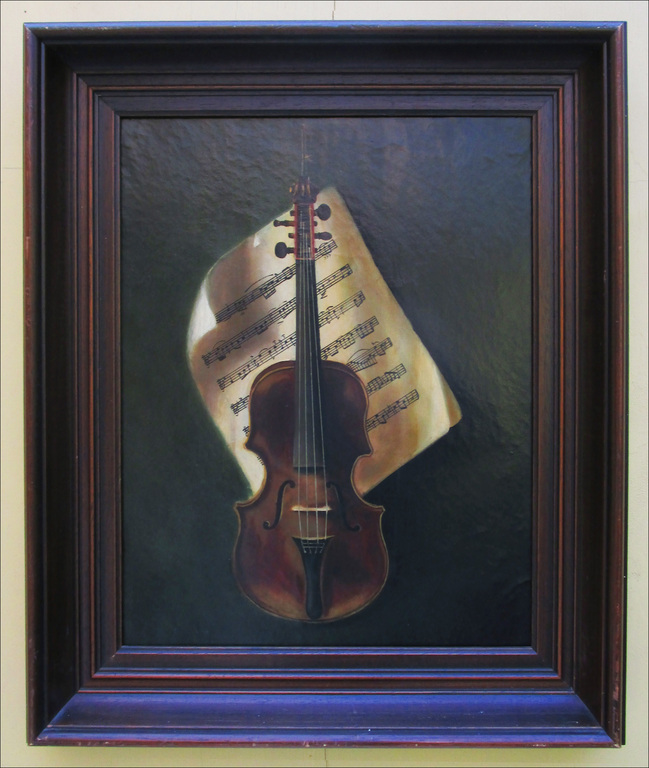 Stilleven met viool en bladmuziek verkocht voor € 50!