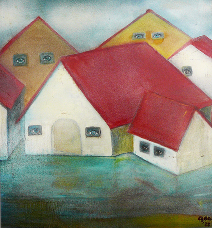 'Het Boze Oog' -olieverf / 1988- verkocht voor € 75!