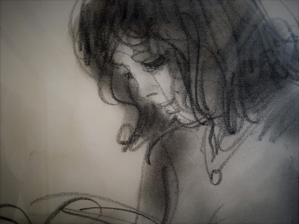 Fraaie houtskooltekening "lezend Naakt" gesign Otto Dicke (Dordrecht 1918-1984)  kopen? Bied vanaf 1!