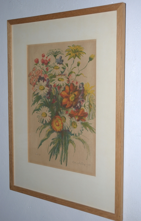Bos wilde bloemen - litho uit 1963 - gesigneerd in potlood  kopen? Bied vanaf 35!