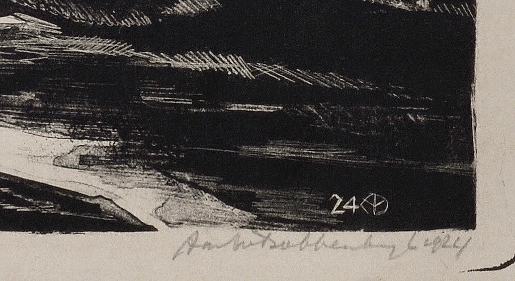 Aart van Dobbenburgh: Litho –Erf met boomen - 1924 kopen? Bied vanaf 30!
