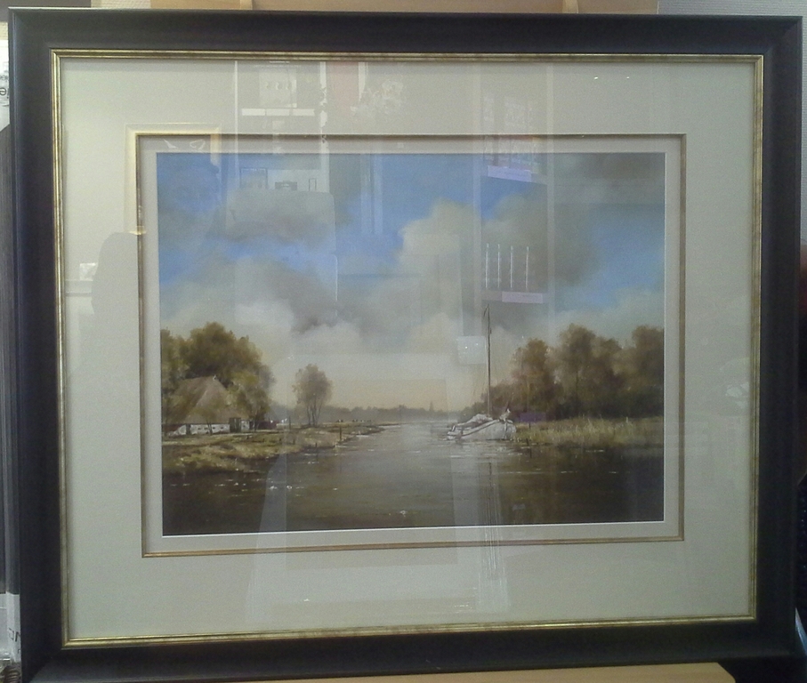 fraaie giclee van een fries landschap van Jan Kooistra, ingelijst verkocht voor € 75!