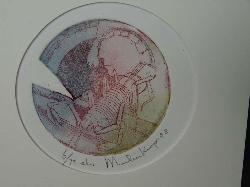 MARLIES KNOPS – Kleurenets - Hoofd en kreeft – Gesigneerd – 1988 kopen? Bied vanaf 1!