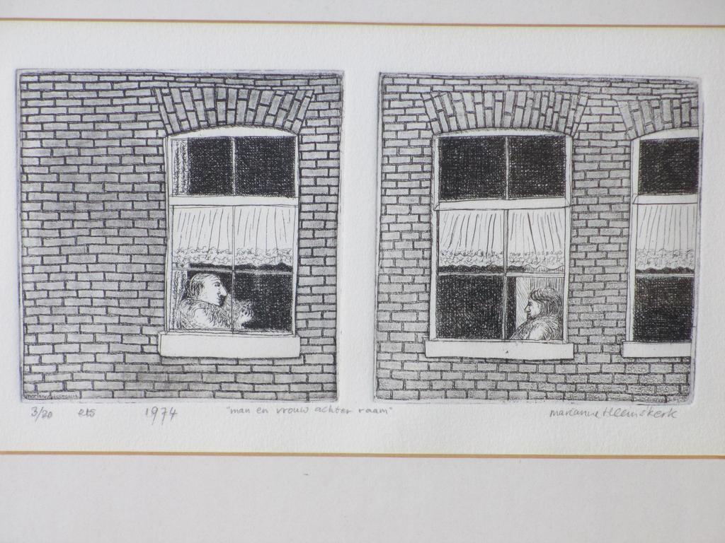 Marianne Heemskerk - Marianne Heemskerk, Man en vrouw achter raam, Ets
