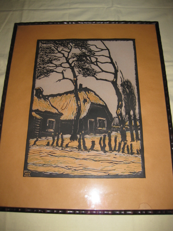 Houtsnede van Paul van Dam - ingelijst kopen? Bied vanaf 10!