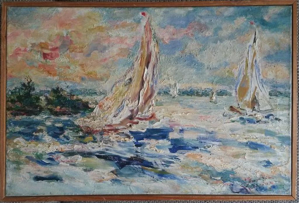 Jacoba Hendrika Wieringa - Botters op het meer - olieverf op doek - gesigneerd kopen? Bied vanaf 175!