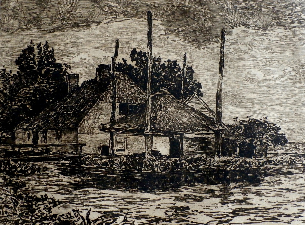 Willem de Zwart - ets: Boerderij verkocht voor € 45!