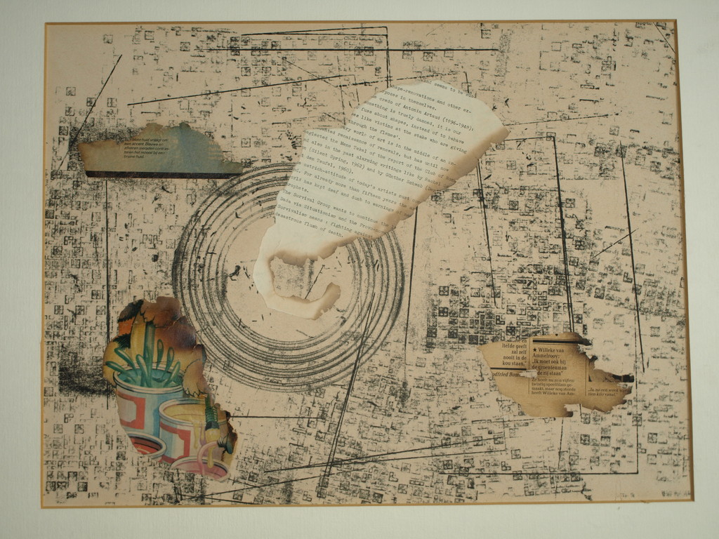 Herman Hamming (“Scipio”)- Collage – Signs through the Flame 2 – Ingelijst, 1976 verkocht voor € 75!