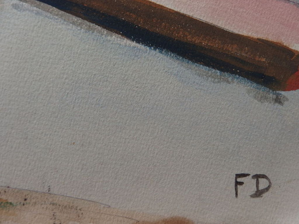 FRANCOIS DESNOYER  AQUAREL ,,RETOUR DE PECHE,,  Handgesigneerd ca 1960 kopen? Bied vanaf 35!