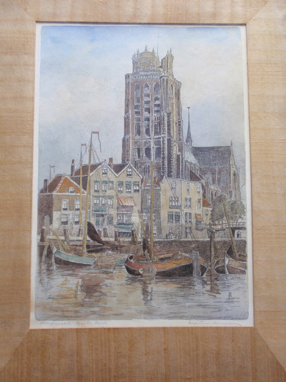 Marius Janssen, ets ingekleurd, Grote Kerk, Dordrecht kopen? Bied vanaf 20!