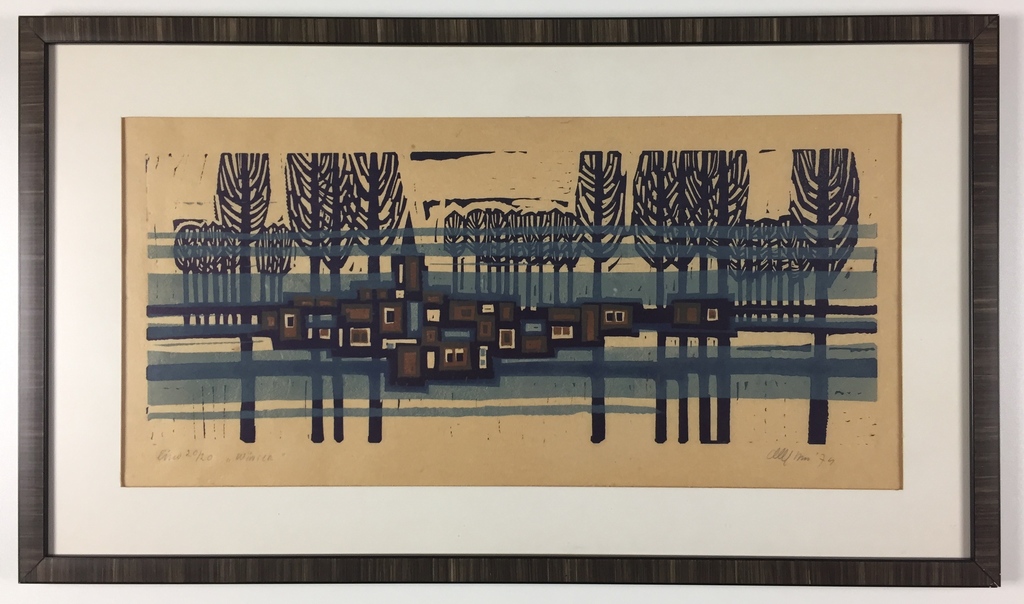 Akke Sins, linosnede, 'Winter', 1974 kopen? Bied vanaf 89!