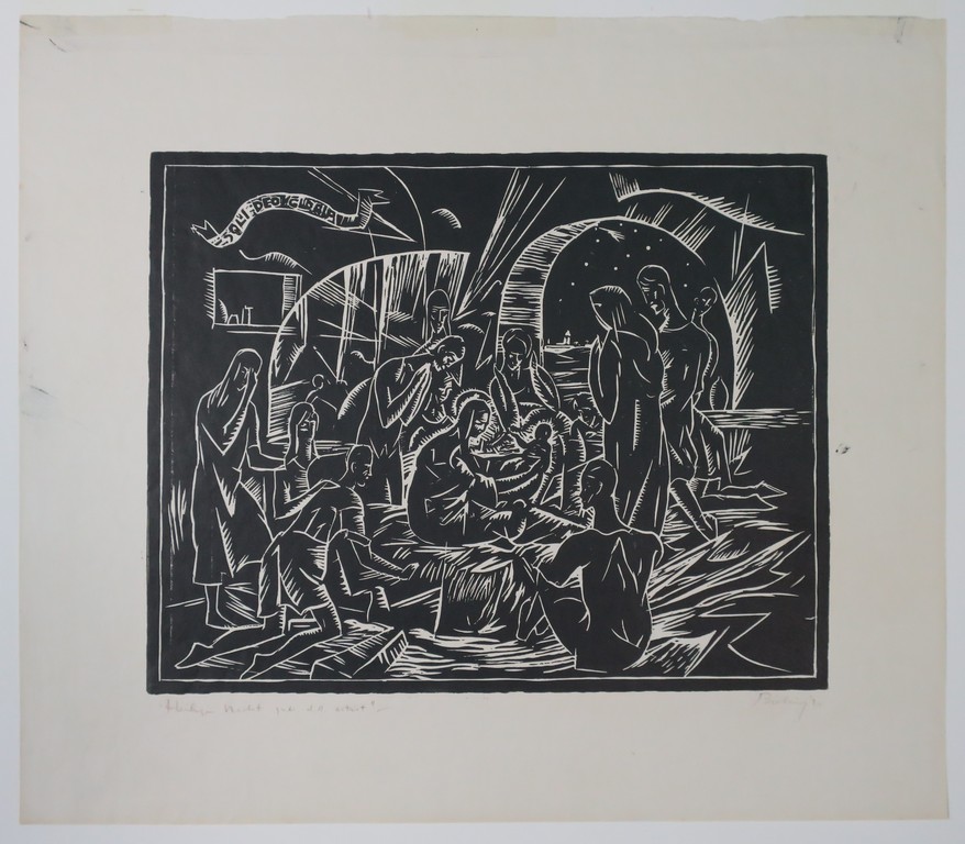 Herman Bieling: Aluminiumets en Gravure, Heilige nacht verkocht voor € 70!