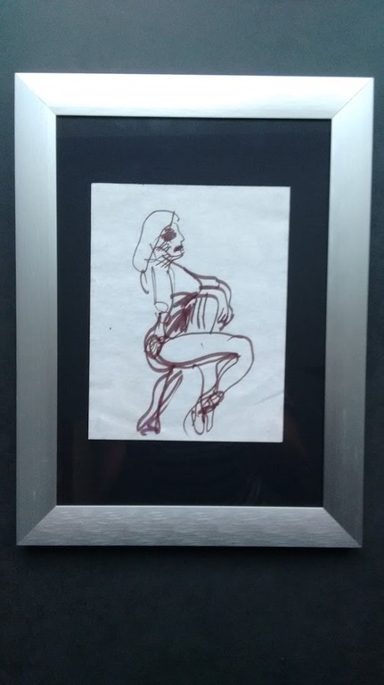 Herman Brood tekening, barlady, ingelijst kopen? Bied vanaf 90!