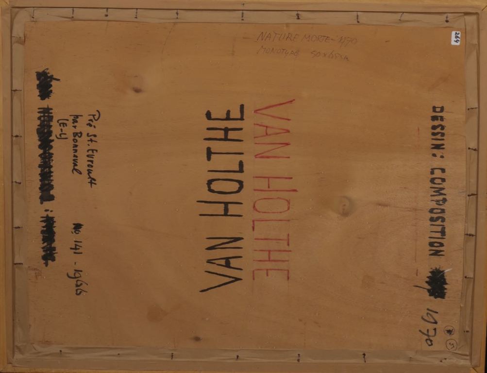 Jan van Holthe: Monotype, Nature morte - Ingelijst kopen? Bied vanaf 35!
