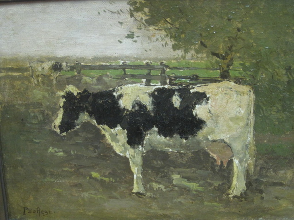 Pieter de Regt 1877-1960 olieverf "Koeien in boslandschap" ca. 1920 gesigneerd kopen? Bied vanaf 1!