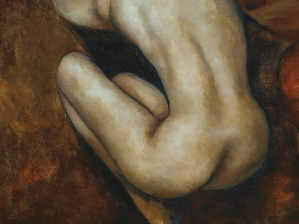 Acrylverf op doek – Naakte vrouw – 100 x 120 cm  kopen? Bied vanaf 100!